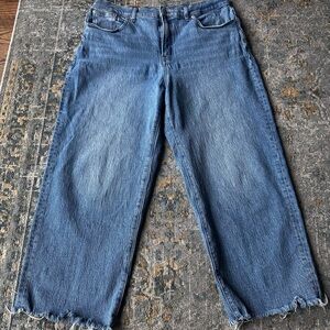 Madewell The Perfect Vintage Wide Leg Crop Jeans Medium Wash Sz 32